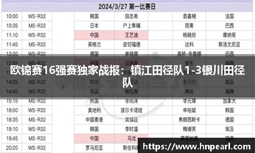 欧锦赛16强赛独家战报：镇江田径队1-3银川田径队